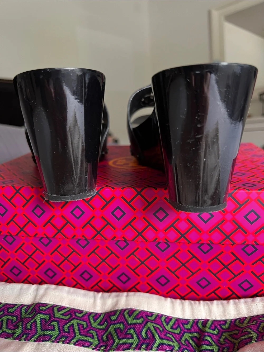 Tory Burch Black Leather Logo Slide Mules